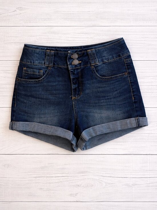 Blue Spice Pants - Blue Spice Denim Shorts Women's Size 3 Dark Wash Mid Rise Cuffed Stretch